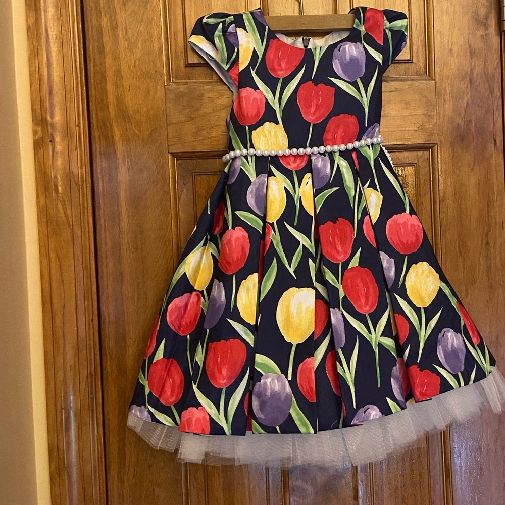 NWT Cute Toddler Girls Navy Multi Dress - Picture 2 of 12